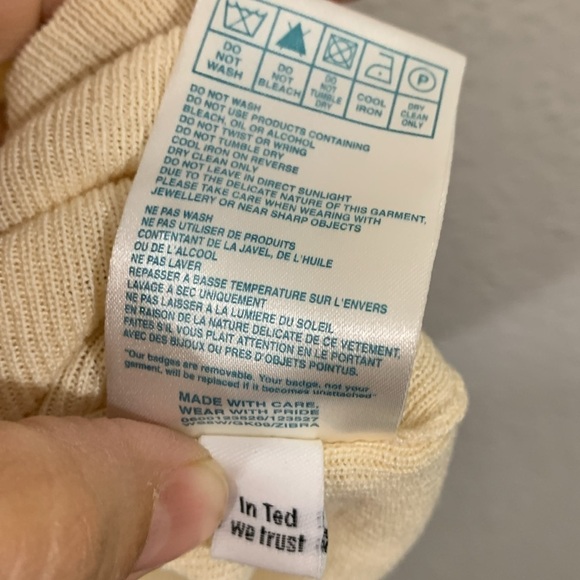 Ted Baker London 100% Silk Ruff Front Bow Back Cream Cardigan Sweater size S - Picture 6 of 15